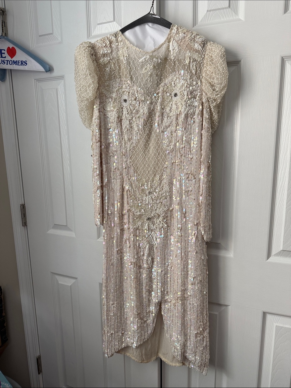 Vintage  Ivory Sequin Embellished Women’s Dress